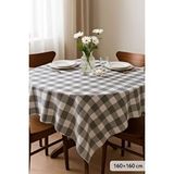 Mira Home Kareli Masa Örtüsü Sofra Bezi 160x160 Cm Happytime Gri Çok Renkli