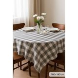 Mira Home Kareli Masa Örtüsü Sofra Bezi 160x160 Cm Happytime Gri