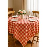 Mira Home Kareli Masa Örtüsü Sofra Bezi 160X160 cm Happytime - Kırmızı - 160 x 160 cm