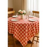 Mira Home Kareli Masa Örtüsü Sofra Bezi 160x160 Cm Happytime Kırmızı