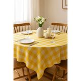 Mira Home Kareli Masa Örtüsü Sofra Bezi 160X160 cm Happytime - Sarı - 160 x 160 cm