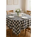 Mira Home Kareli Masa Örtüsü Sofra Bezi 160X160 cm Happytime - Siyah - 160 x 160 cm