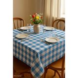 Mira Home Kareli Masa Örtüsü Sofra Bezi 160X160 cm Happytime - Turkuaz - 160 x 160 cm