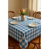 Mira Home Kareli Masa Örtüsü Sofra Bezi 160x160 Cm Happytime Turkuaz Çok Renkli