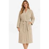 Mira Home Kimono Yaka Unisex Pamuklu Tek Kişilik Bornoz Bej - S - M - Çok Renkli
