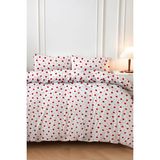 Mira Home Kırmızı Kalpli Çift Kişilik Nevresim Takımı Pamuklu 160 x 200 cm - Beyaz