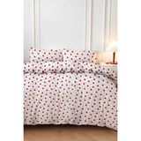 Mira Home Kırmızı Kalpli Çift Kişilik Nevresim Takımı Pamuklu 160X200 cm - Çok Renkli - 100 x 100 cm
