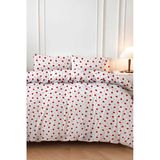 Mira Home Kırmızı Kalpli Çift Kişilik Nevresim Takımı Pamuklu 180X200 cm - 180 x 200 cm