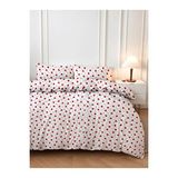 Mira Home Kırmızı Kalpli Çift Kişilik Nevresim Takımı Pamuklu 180x200 Cm Beyaz