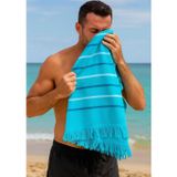 Mira Home Peştemal Plaj Havlusu %100 Pamuklu 70x150 Cm Turkuaz Waves