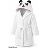 Mira Home Sevimli Panda Nakışlı Beyaz Pamuklu Kapşonlu Çocuk Bornozu