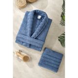 Mira Home Soft Elegance Banyo Tek Kişilik Bornoz Takımı Pamuklu Mavi