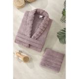 Mira Home Soft Elegance Banyo Tek Kişilik Bornoz Takımı Pamuklu Mürdüm
