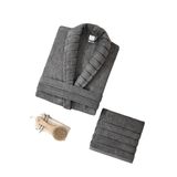 Mira Home Soft Elegance Banyo Tek Kişilik Bornoz Takımı%100 Pamuklu Antrasit L-XL