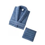 Mira Home Soft Elegance Banyo Tek Kişilik Bornoz Takımı%100 Pamuklu Mavi L-XL