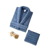 Mira Home Soft Elegance Banyo Tek Kişilik Bornoz Takımı%100 Pamuklu Mavi S-M