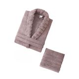 Mira Home Soft Elegance Banyo Tek Kişilik Bornoz Takımı%100 Pamuklu Mürdüm S-M