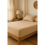 Mira Home Tek Kişilik Düz Penye %100 Pamuklu Lastikli Çarşaf 100X200 - Bej