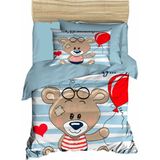 Mira Home Yenidoğan Erkek Bebek Nevresim Takımı 3D Pamuklu Bear Baloon - 100 x 150 cm - Mavi