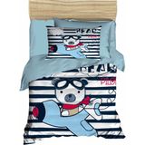 Mira Home Yenidoğan Erkek Bebek Nevresim Takımı 3D Pamuklu Bear Pilot - 100 x 150 cm - Mavi