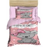Mira Home Yenidoğan Kız Bebek Nevresim Takımı; %100 Pamuklu Its A Girl - 100 x 150 cm - Pembe