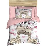 Mira Home Yenidoğan Kız Bebek Nevresim Takımı %100 Pamuklu Zürafa - 100 x 150 cm - Pembe