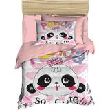 Mira Home Yenidoğan Kız Bebek Nevresim Takımı 3D Pamuklu Panda So Cute - 100 x 150 cm - Pembe