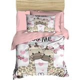Mira Home Yenidoğan Kız Bebek Nevresim Takımı 3D Pamuklu Zürafa - 100 x 150 cm - Pembe