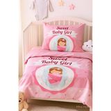 Mira Home Yenidoğan Kız Bebek Nevresim TAKIMI;100 Pamuklu Sweet Baby Girl - 100 x 150 cm - Pembe