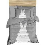 Mira Home Yenidoğan Kız / Erkek Unisex Bebek Nevresim Takımı %100 Pamuklu Gri Tavşan - 100 x 150 cm
