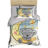 Mira Home Yenidoğan Kız / Erkek Unisex Bebek Nevresim Takımı 3D Pamuklu Aydaki Ayıcık - 100 x 150 cm - Gri