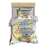 Mira Home Yenidoğan Kız / Erkek Unisex Bebek Nevresim Takımı 3d Pamuklu Aydaki Ayıcık Çok Renkli