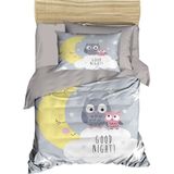 Mira Home Yenidoğan Kız / Erkek Unisex Bebek Nevresim Takımı 3D Pamuklu Good Night Gri - 100 x 150 cm