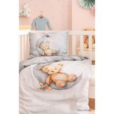 Mira Home Yenidoğan Kız / Erkek Unisex Bebek Nevresim Takımı 3D Pamuklu Uykudaki Ayıcık - 100 x 150 cm - Gri