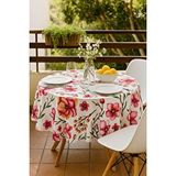 Mira Home Yuvarlak Çiçek Desenli Duck Kumaş Masa Örtüsü 150x150 Cm Çok Renkli