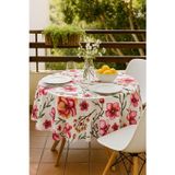 Mira Home Yuvarlak Çiçek Desenli Duck Kumaş Masa Örtüsü 150x150 cm