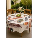 Mira Home Yuvarlak Tüy Desenli Duck Kumaş Masa Örtüsü 150x150 Cm Çok Renkli