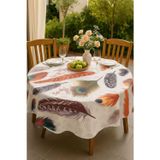 Mira Home Yuvarlak Tüy Desenli Duck Kumaş Masa Örtüsü 150x150 Cm