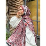 Mira İpek Retro Desen Pamuk Şal Bordo Pembe PS16 - Bordo - Pembe