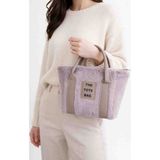 Mira Kadın Yumuşak Peluş Tote Bag – Kışlık Şık Omuz ve El Çantası - Açık Lila