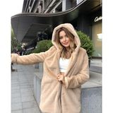 Mira Kapişonlu Peluş Kaban - Bej