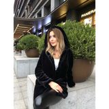 Mira Peluş Kadın Kaban - L - XL - Siyah