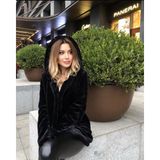 Mira Peluş Kapişonlu Yumoş Kürk Kaban - Siyah