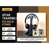 Mira Tasarım Gitar Şeklinde Oyuncu ve Yayıncı Kulaklık Standı - Beyaz