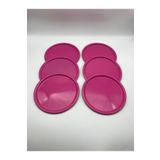 Mira züccaciye 6'lı Metal Pembe Tek Kişilik Dekoratif Çay, Kahve Ve Pasta Servisi Sunum Tepsisi 23 Cm