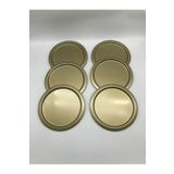 Mira züccaciye 6'lı Metal Yuvarlak Çay, Kahve, Pasta Servis Tepsisi Dekoratif Sunum Tepsisi Eskitme Renk 24 Cm