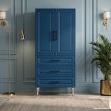 Mirabell Çok Amaçlı Dolap 60 Cm 2 Kapak 3 Çekmece Lake Centiyane Mavisi - Çok Amaçlı Raflı Dolap