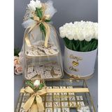 Mirabella Gift 3'lü Set Lkız Isteme Çikolatası 80 Adet , Isteme Çiçeği Beyaz Lale , Allahın Emriyle Kızınızı Istemeye Geldim Çikolatası Söz, nişan