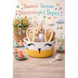 Mirabest Bunnybox Jüt İp Sarı Sevimli Tavşan Düzenleyici Sepet Organizer