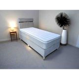 Miraç Yatak Baza Silver Baza Başlık Comfort Yaylı Pedli Yatak Açık Kahverengi - 90 x 190 cm